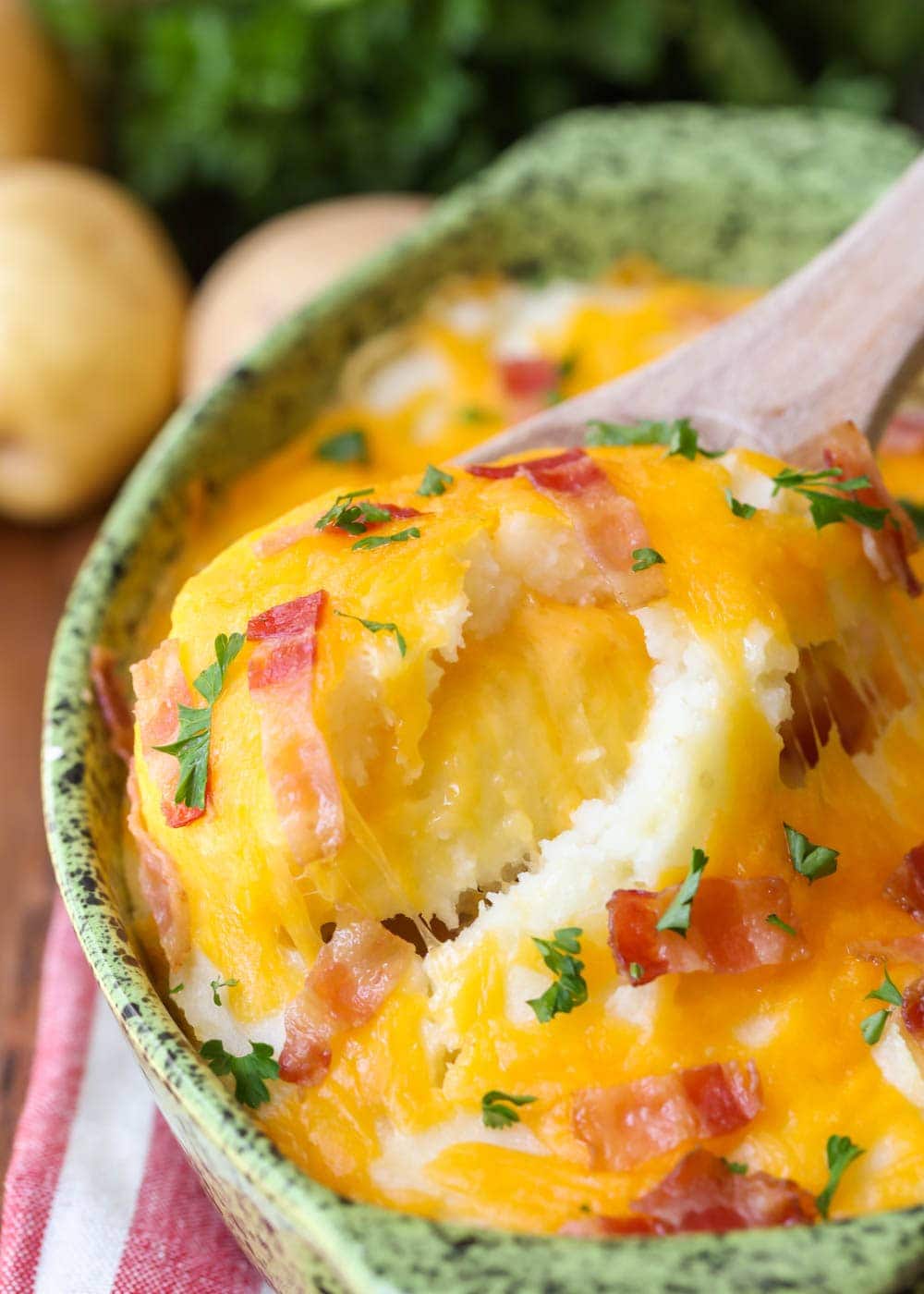 Baked Mashed Potatoes {With Cheese + Bacon} Lil' Luna