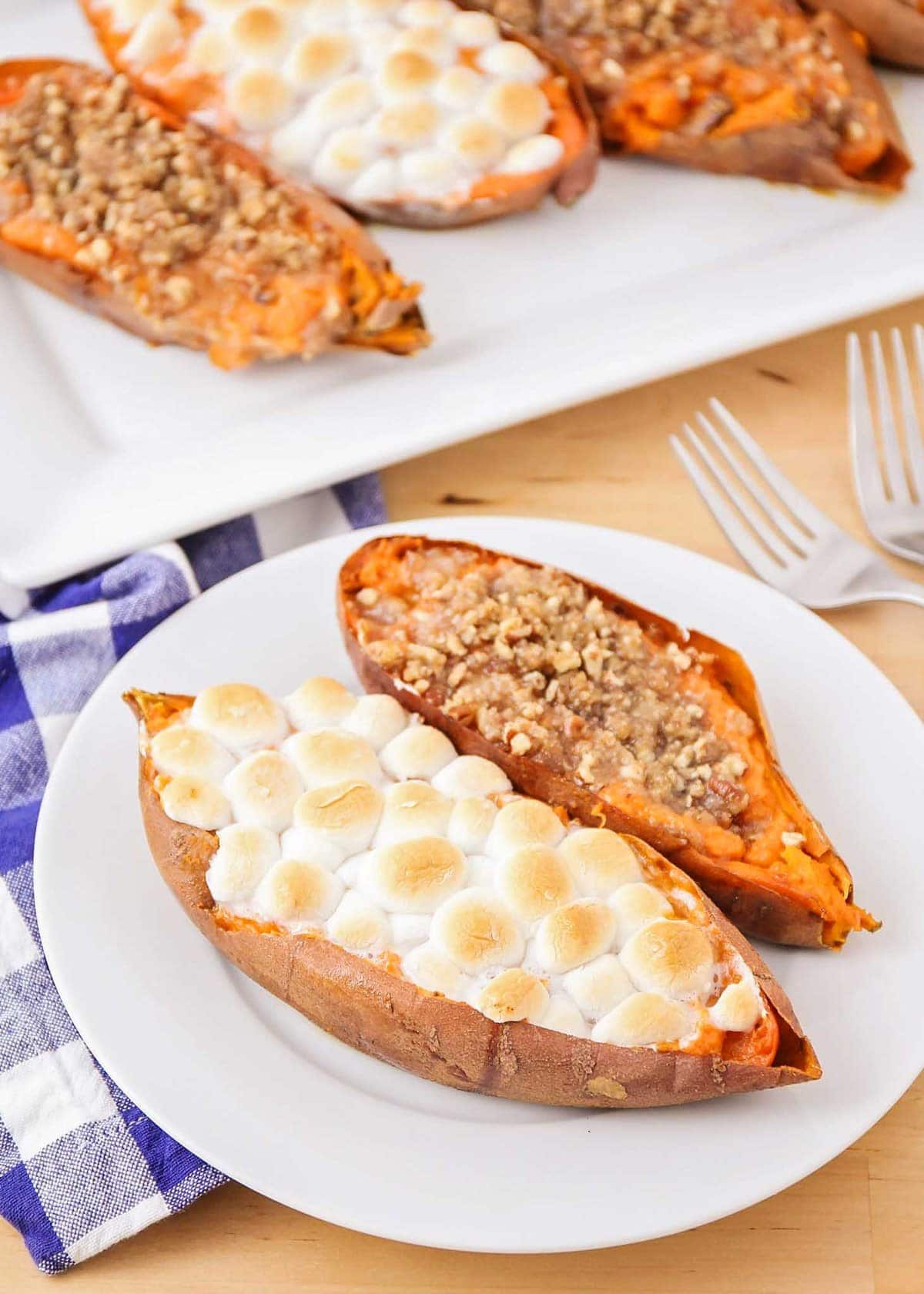 close up of twice baked sweet potato recipe