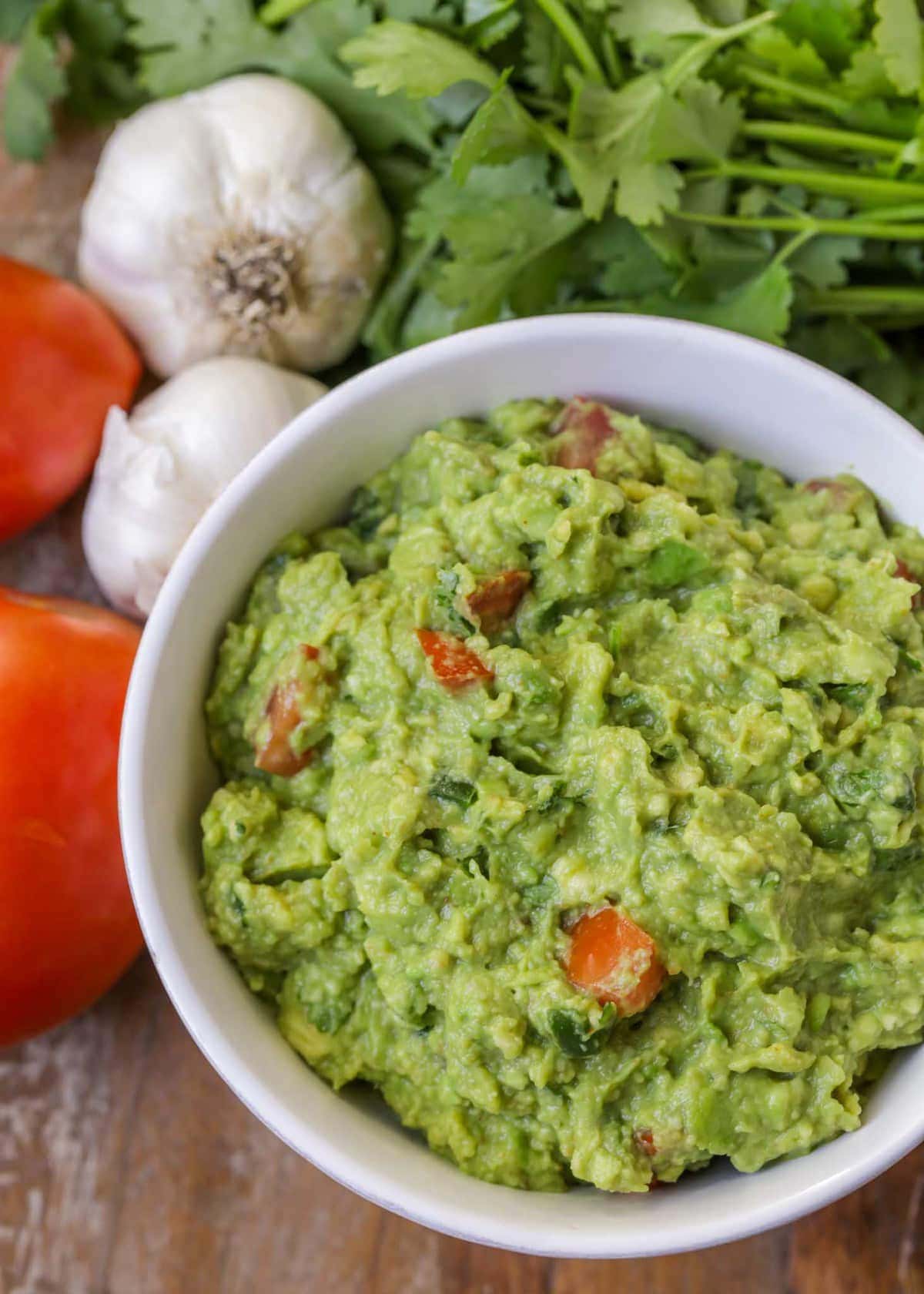 Simple Guacamole served in a white bowl