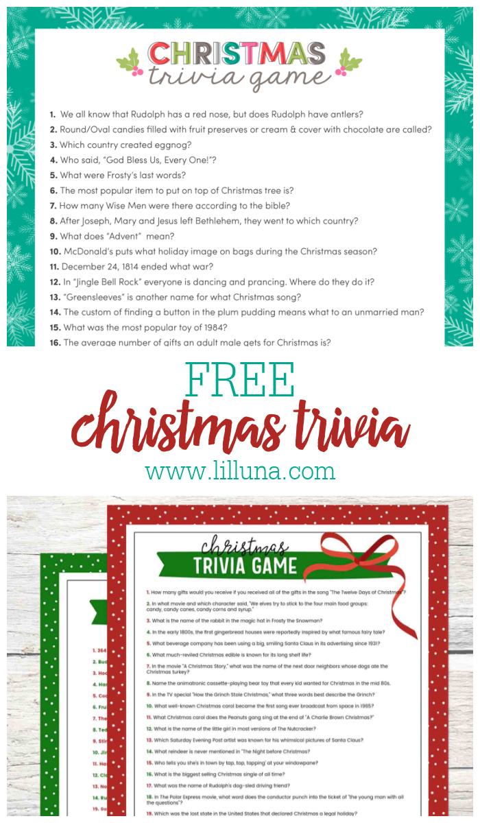 Free Christmas Trivia Printables {games For The Family!} 