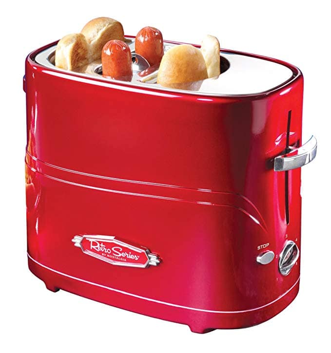Retro red hot dog and bun toaster from Amazon.