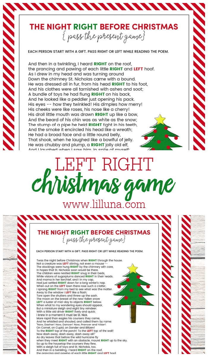 The Left Right Christmas Game {With Story + Print}| Lil' Luna