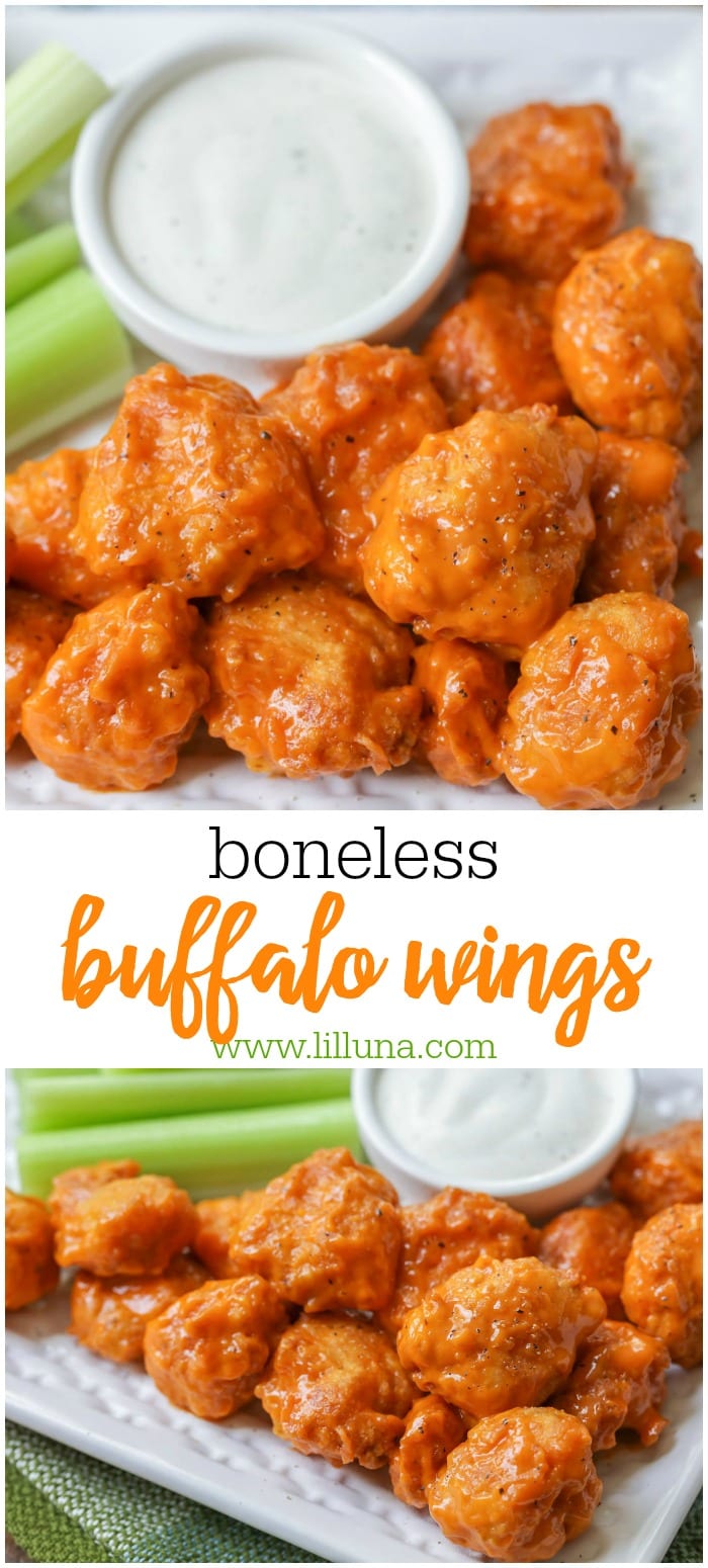 Boneless Buffalo Wings {SO Easy!} +VIDEO Lil' Luna