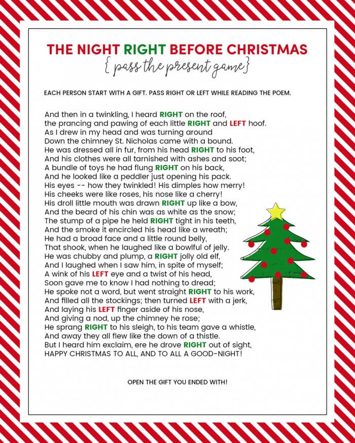 The Left Right Christmas Game {With Story + Print} Lil' Luna
