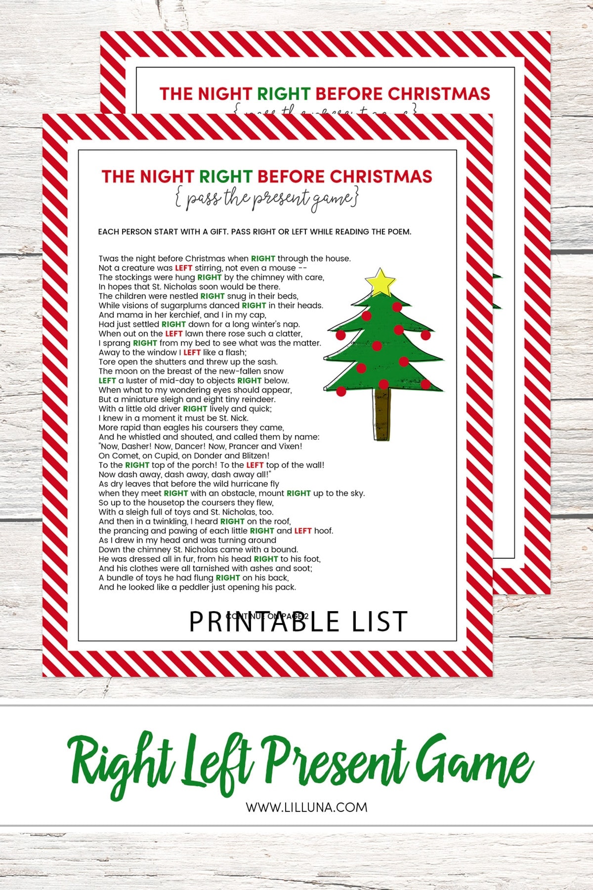 Left Right Christmas Story Free Printable