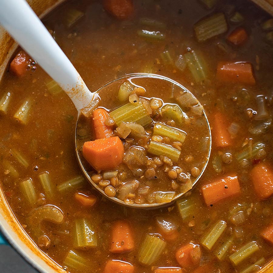 Lentil Soup Recipe in pot