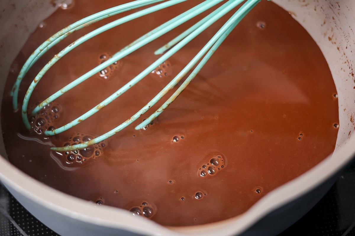 Making Mexican hot chocolate process shot.