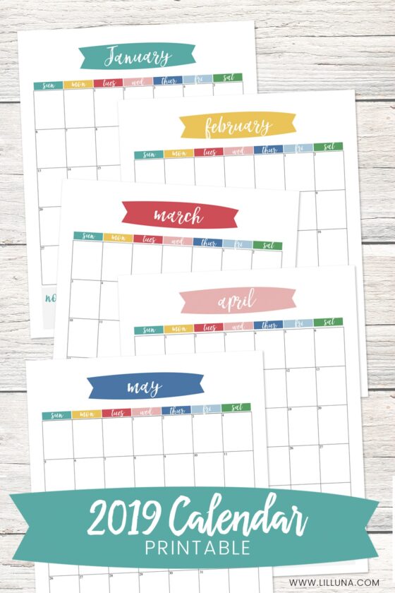 2019 Calendar Printable + Blank Calendar