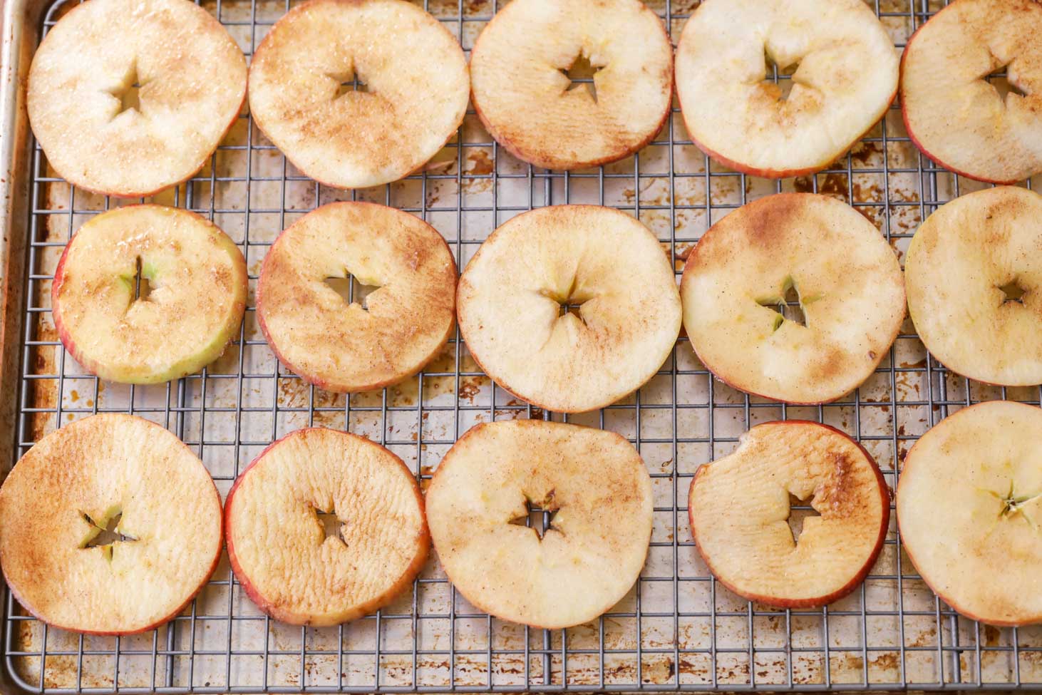 How to Make Apple Chips - lined on rack over cookie sheet