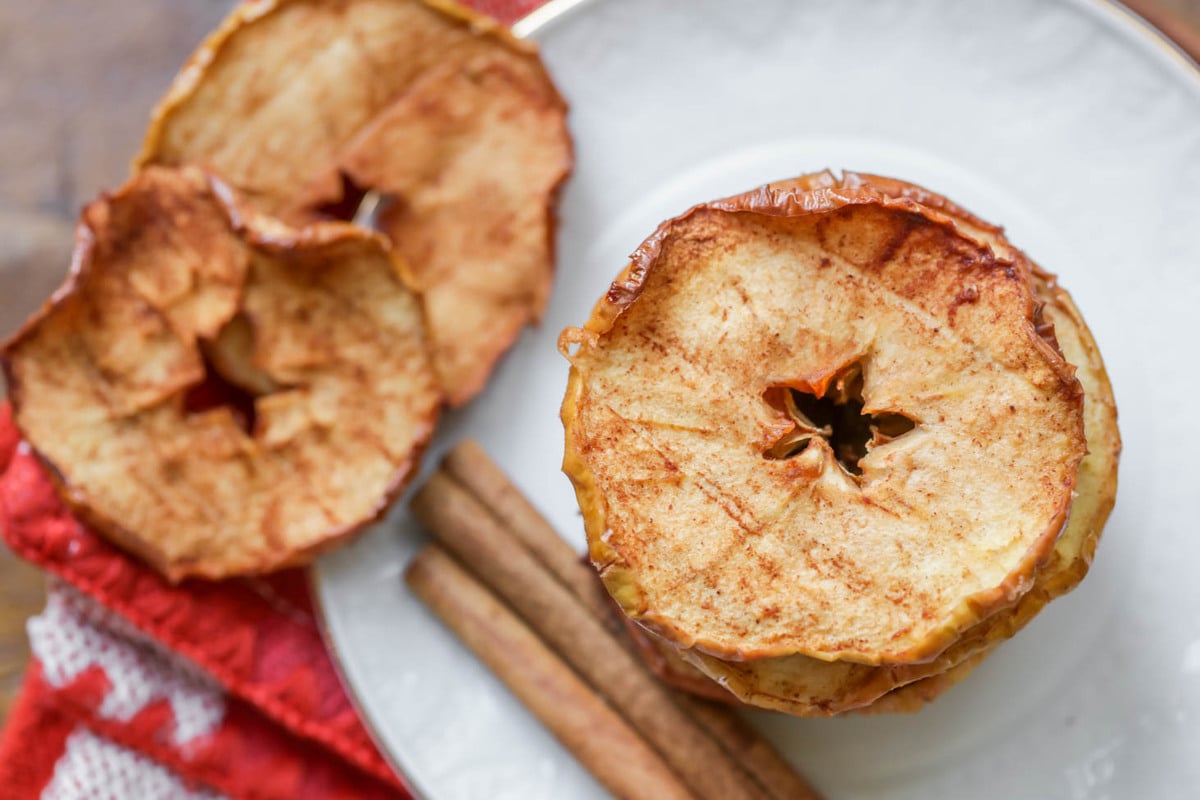 Apple Chips stacked on plate