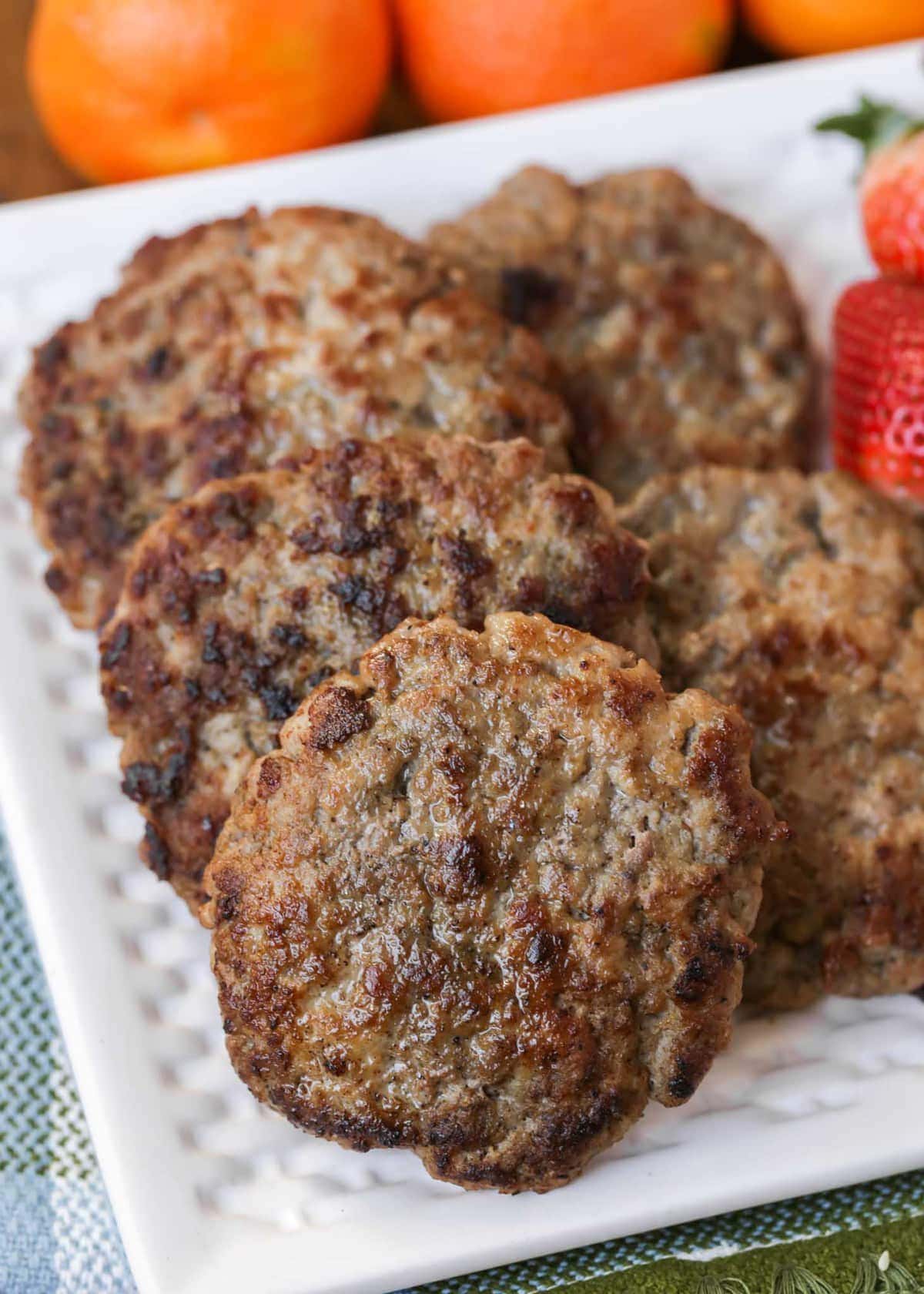 Breakfast Sausage on a white plate