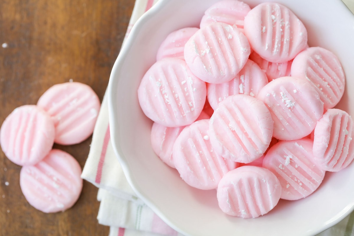 Cream Cheese Mints in bowl