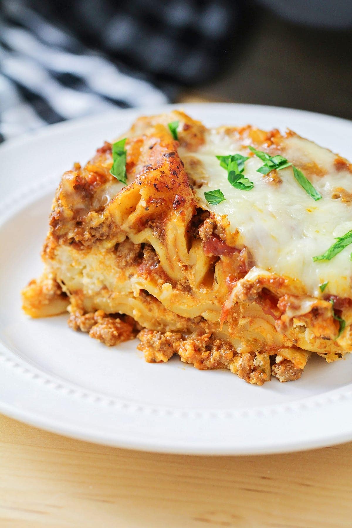 Slow Cooker Lasagna piece on plate