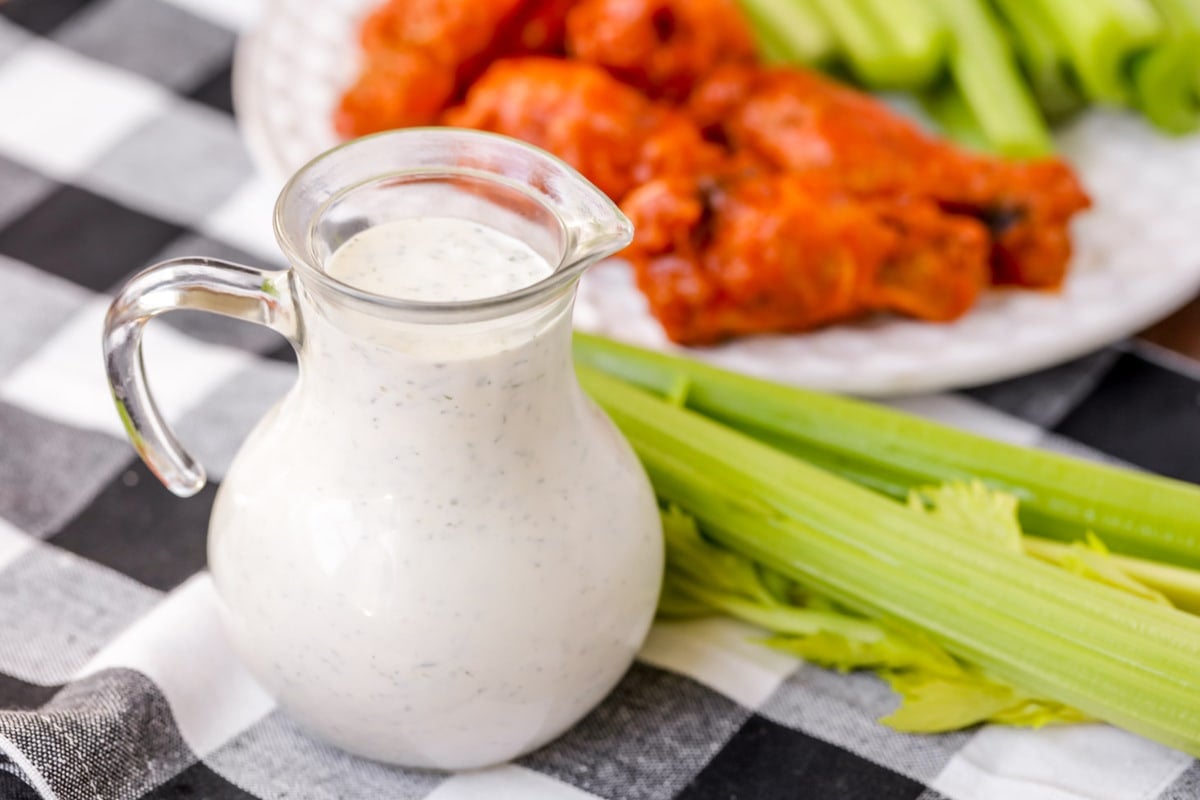 Homemade Ranch Dressing in a glass jar.