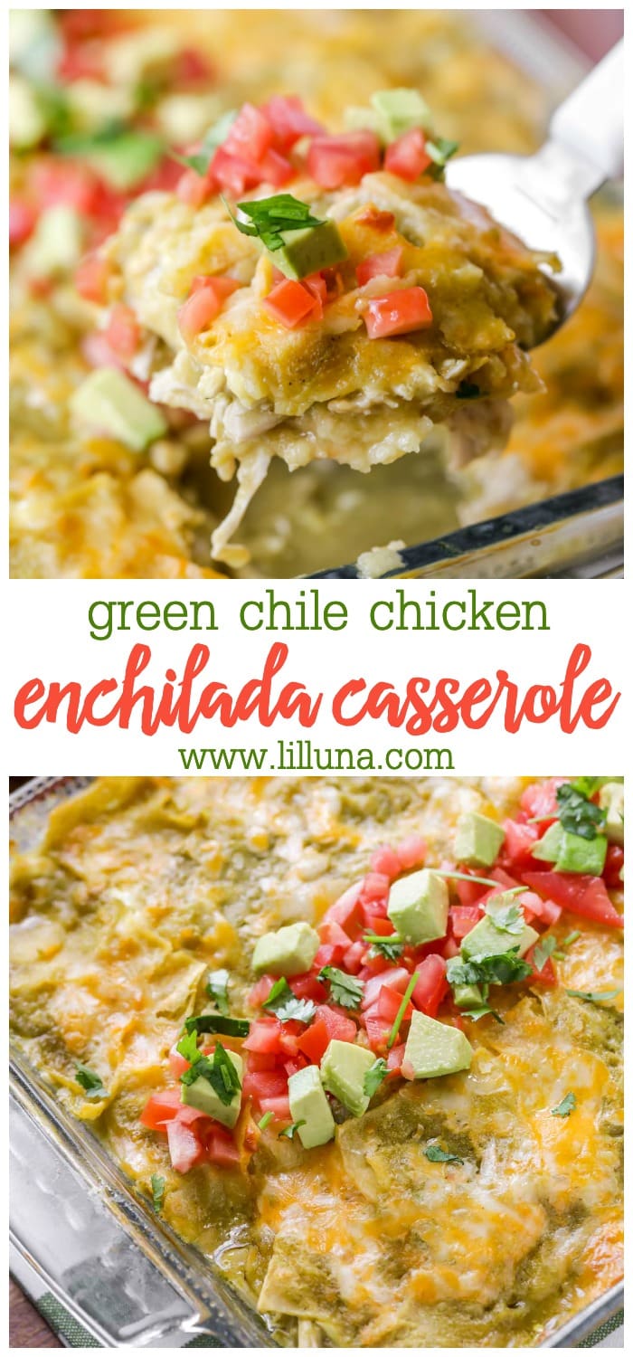 Green Chicken Enchilada Casserole Recipe (+VIDEO) | Lil' Luna