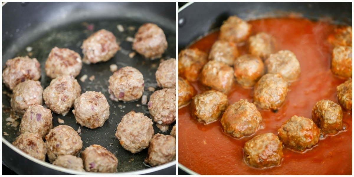 Porcupine meatballs simmered in tomato sauce