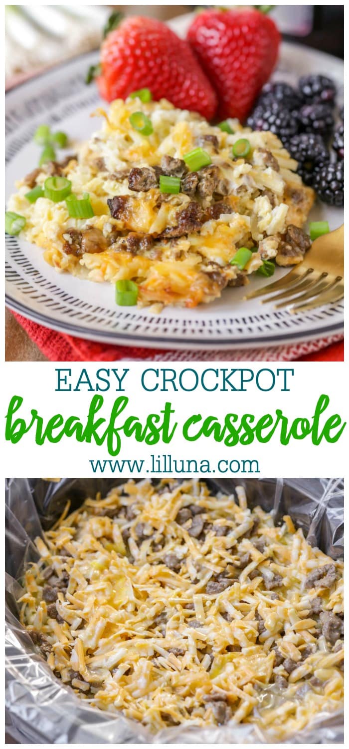 Crockpot Breakfast Casserole {Hash Browns & Sausage} | Lil' Luna