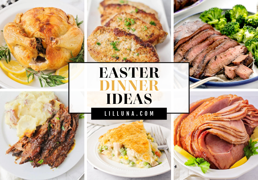 A collage of Easter dinner ideas.