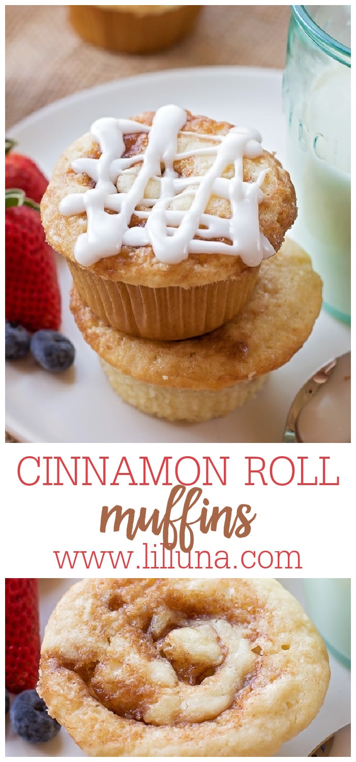 Cinnamon Roll Muffins {With Homemade Glaze} | Lil' Luna
