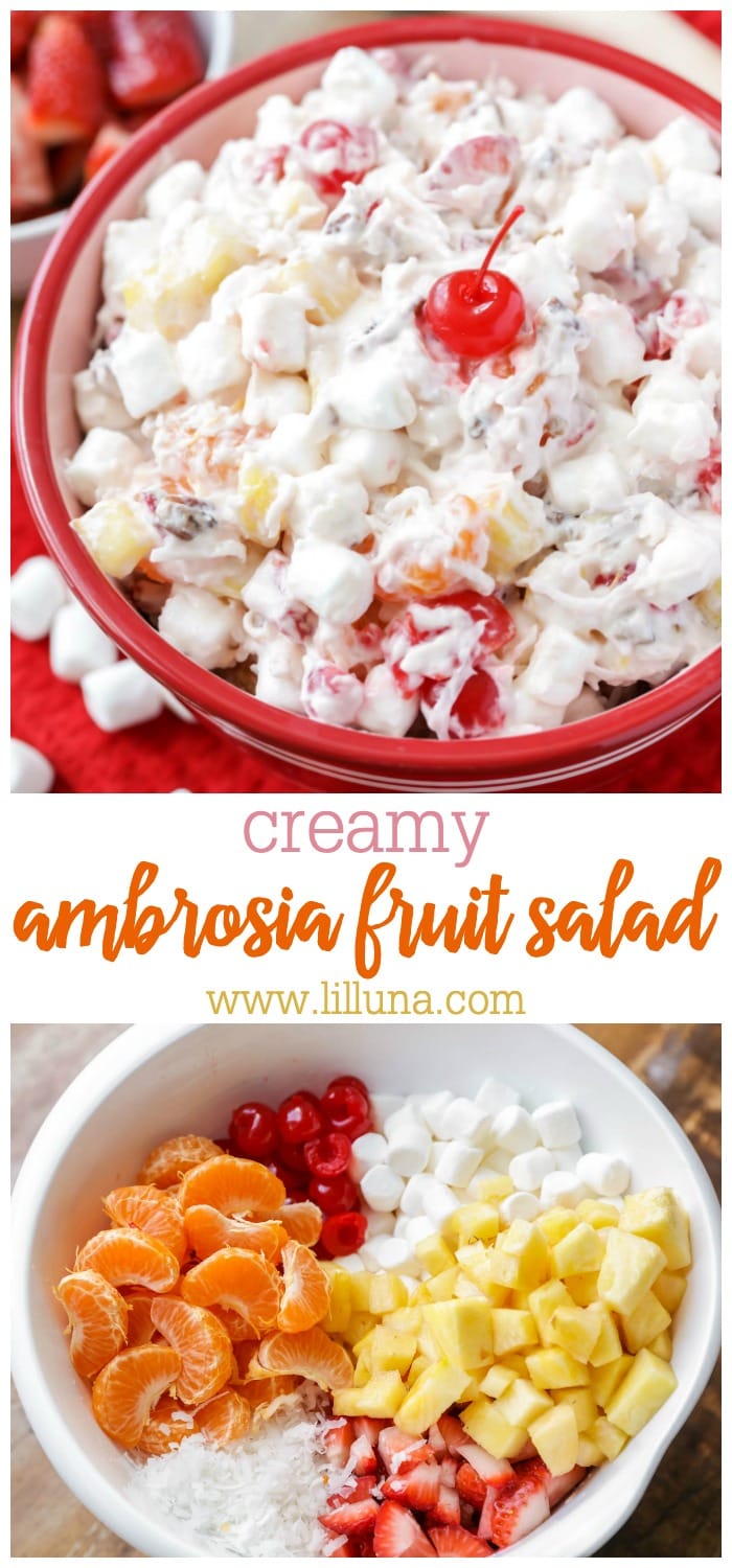 Collage for ambrosia salad recipe
