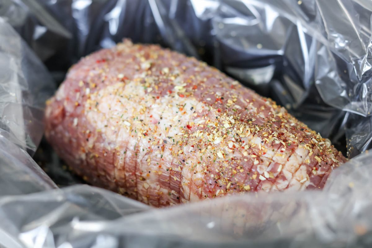 Close up of Kalua Hawaiian Pork in slow cooker.