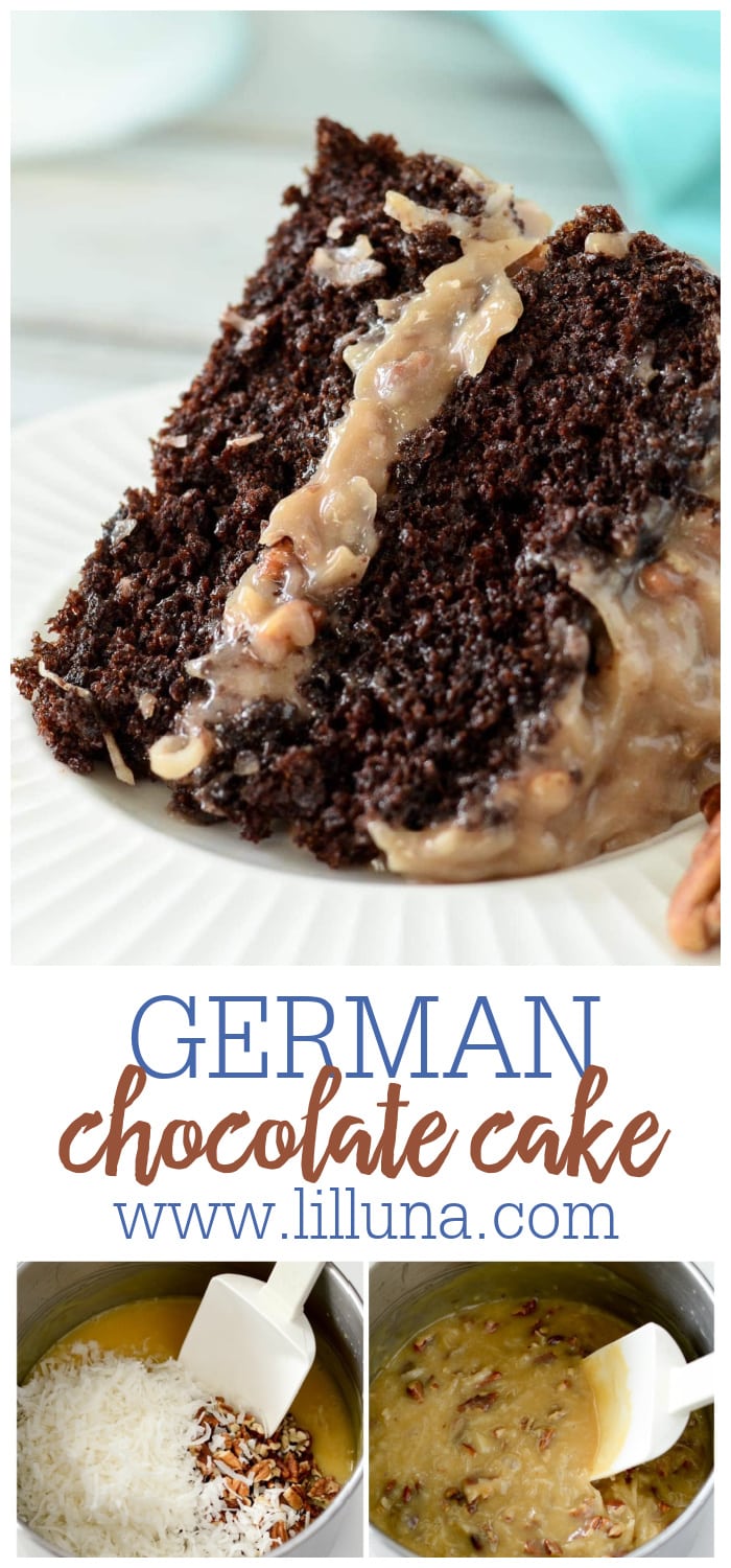 German Chocolate Cake {with Coconut Pecan Frosting!} | Lil' Luna
