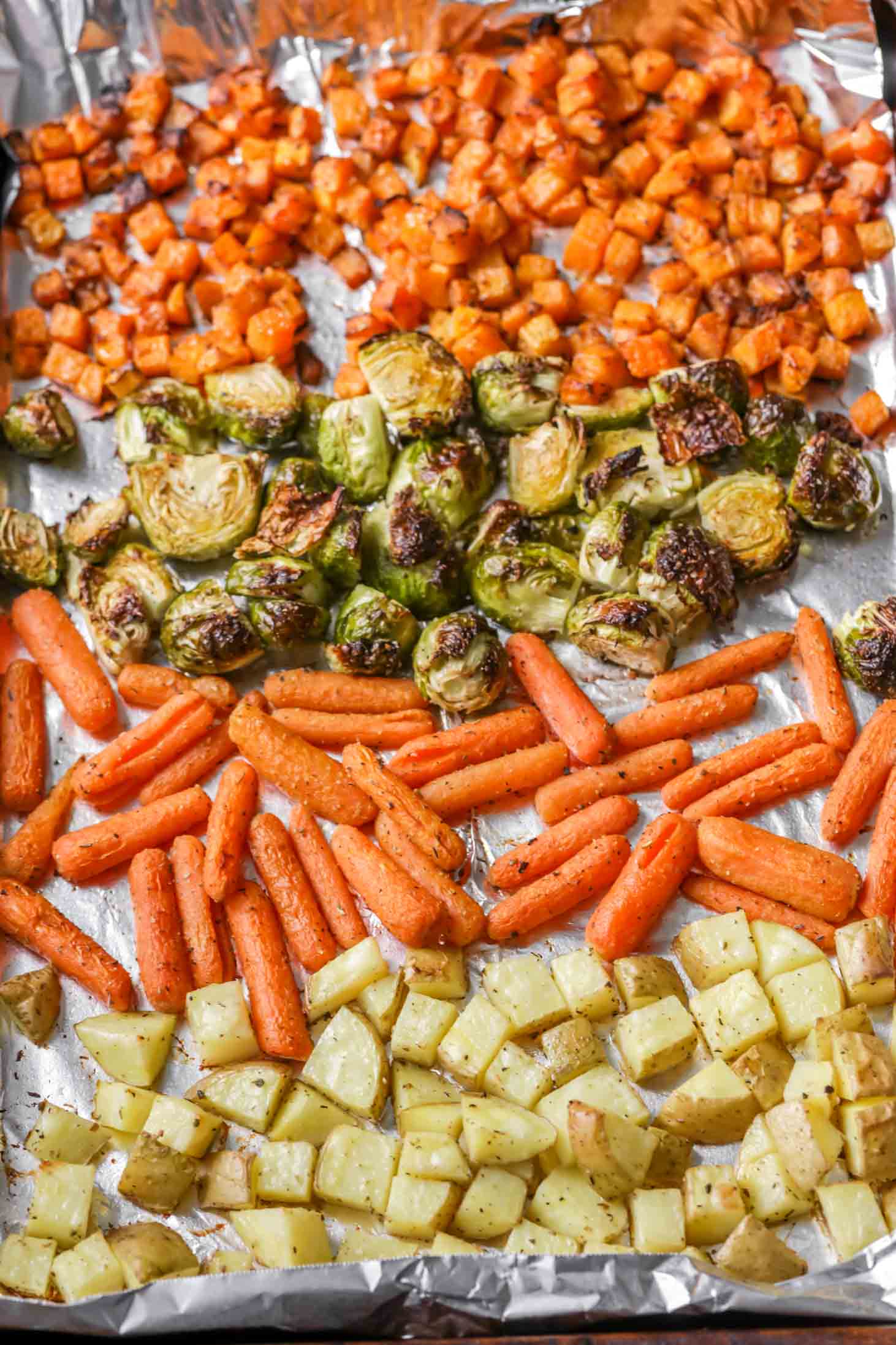 Oven roasted veggies on a pan