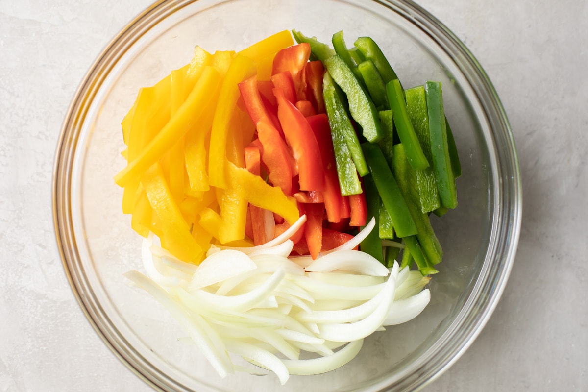 Veggies for steak fajitas