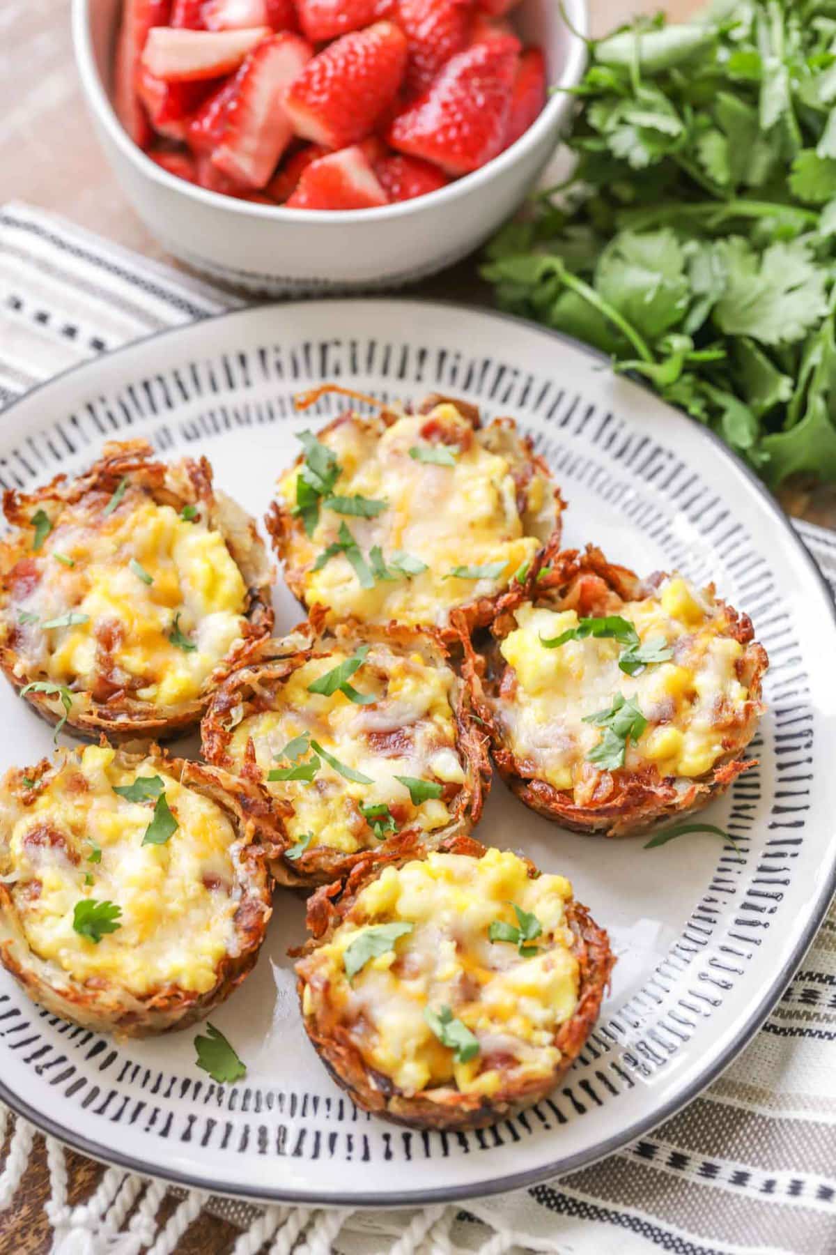 Hashbrown egg cups on a plate