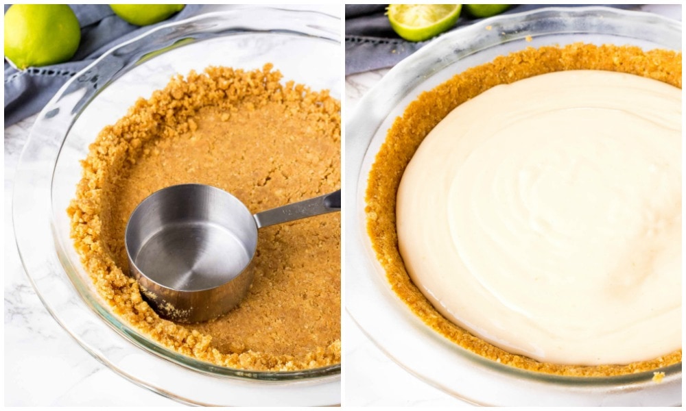 Key lime pie crust and pie filling