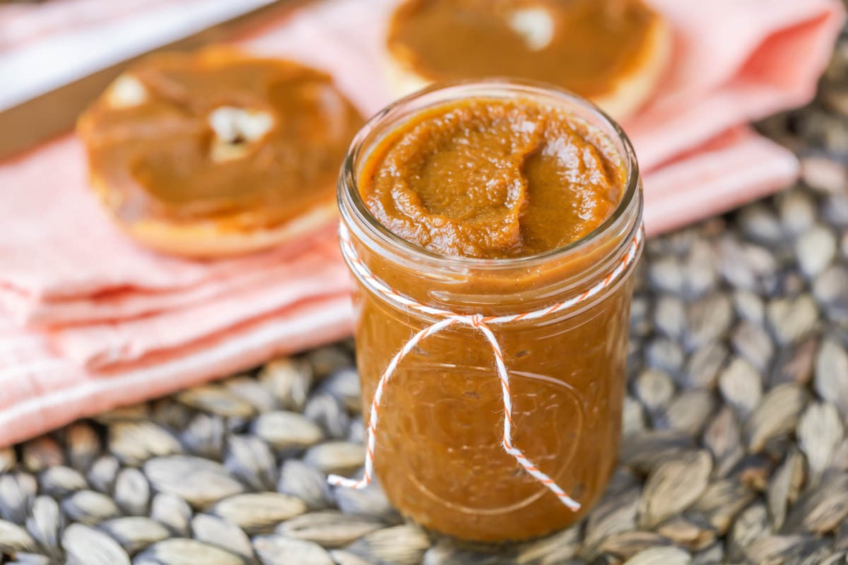 Pumpkin butter in a glass jar