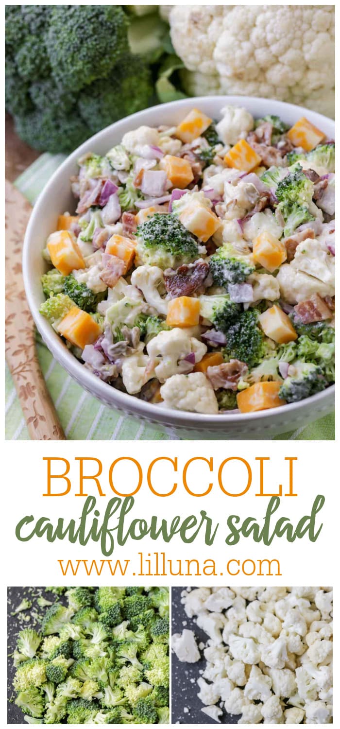 Broccoli Cauliflower Salad with Homemade Dressing - Lil' Luna