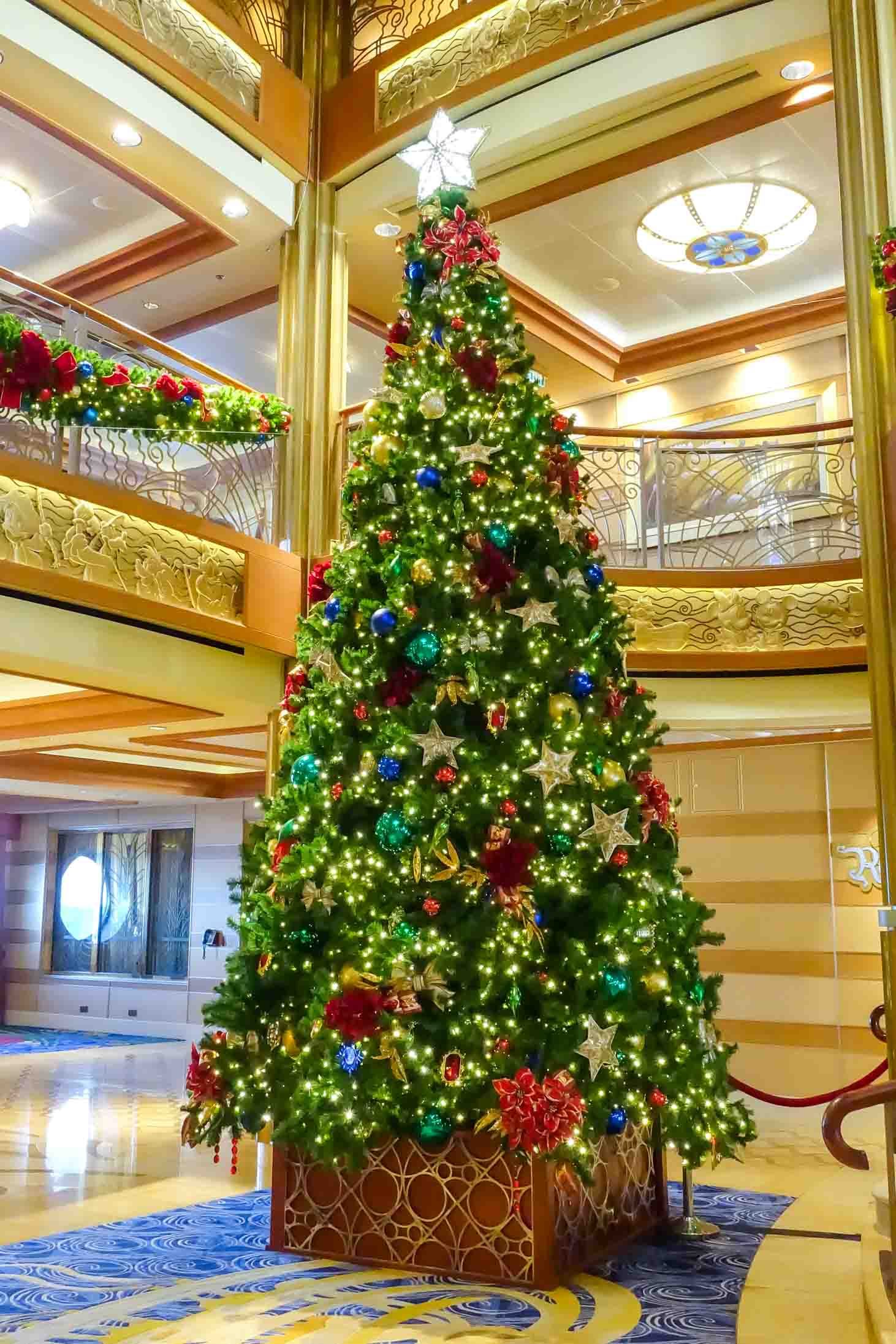 Large Christmas Tree on Disney cruise boat