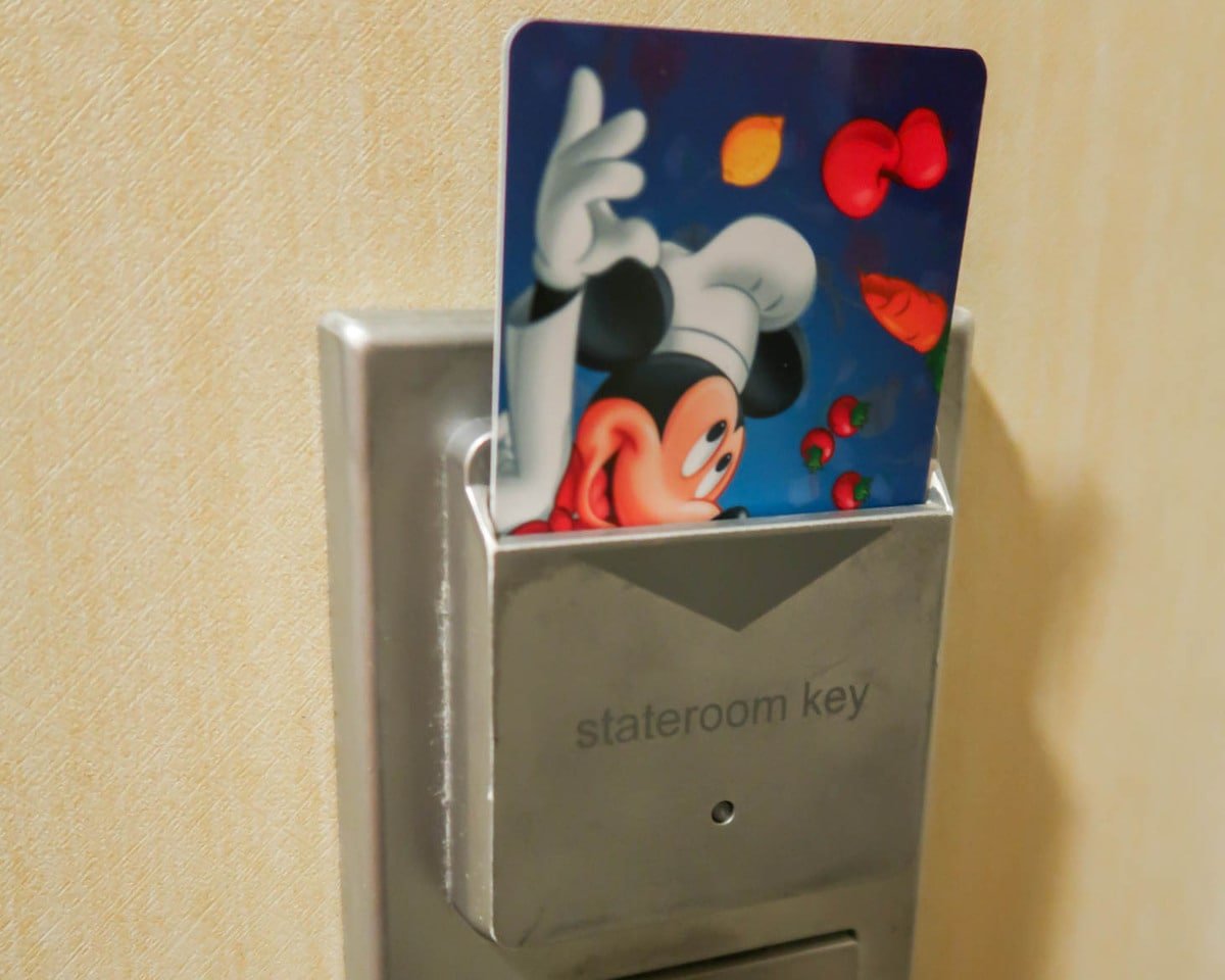 Card in light in Disney Cruise stateroom