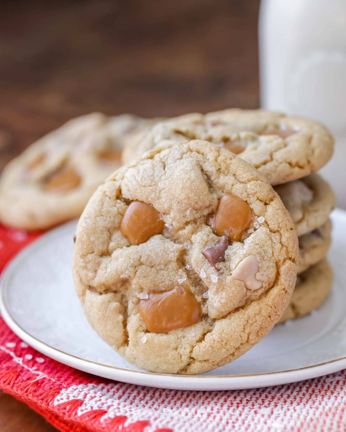 Salted caramel cookies with chocolate and caramel chips