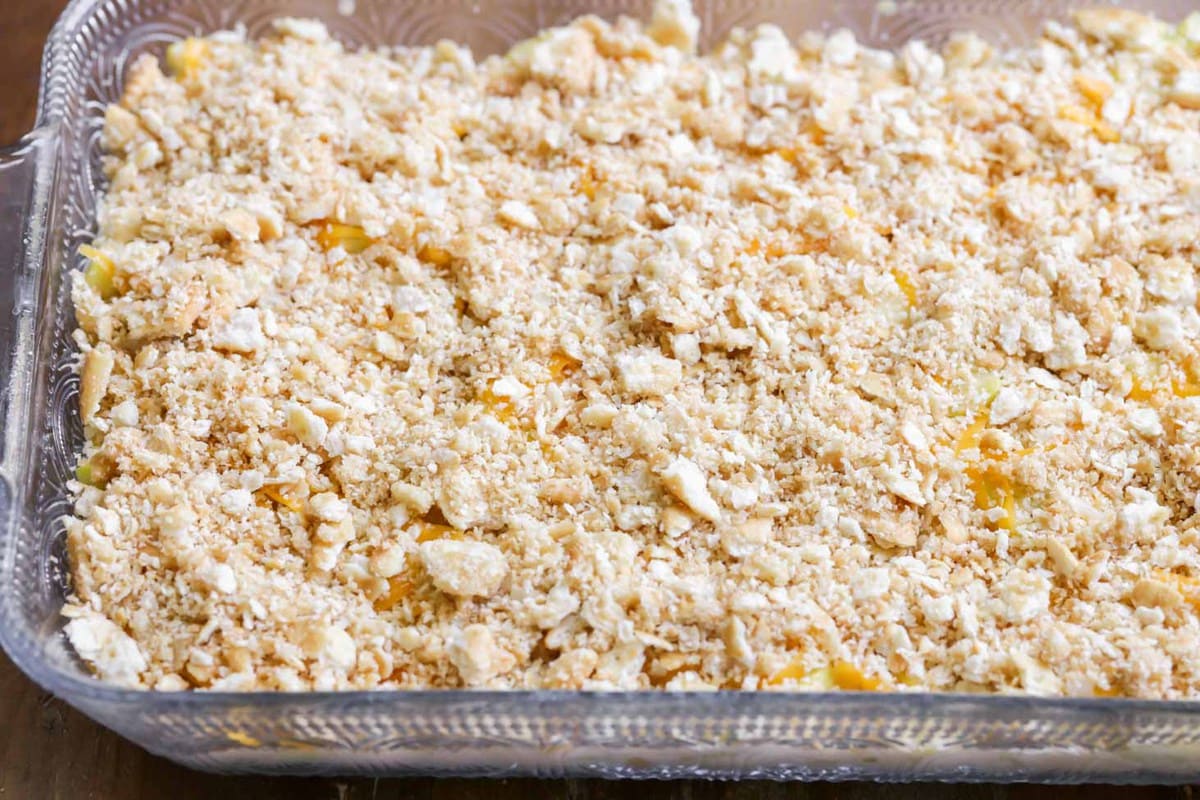 squash casserole with ritz crackers topping