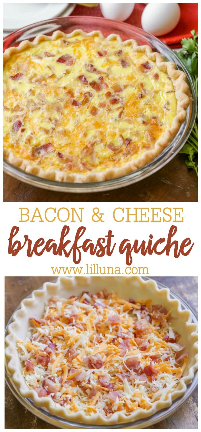 Bacon and Cheese Quiche {10 Minute Prep!} | Lil' Luna