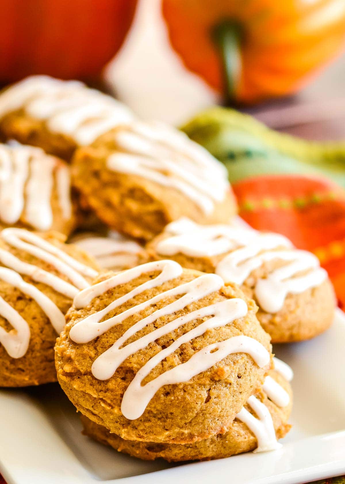 Frosted Pumpkin Cookies with cinnamon icing