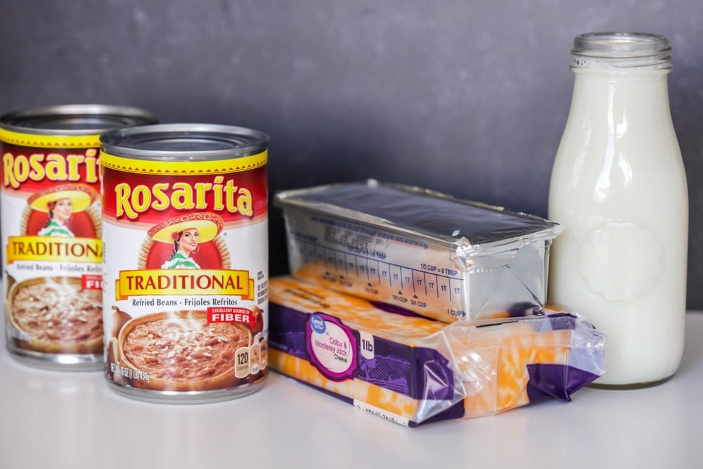 Ingredients for making canned refried beans even better.