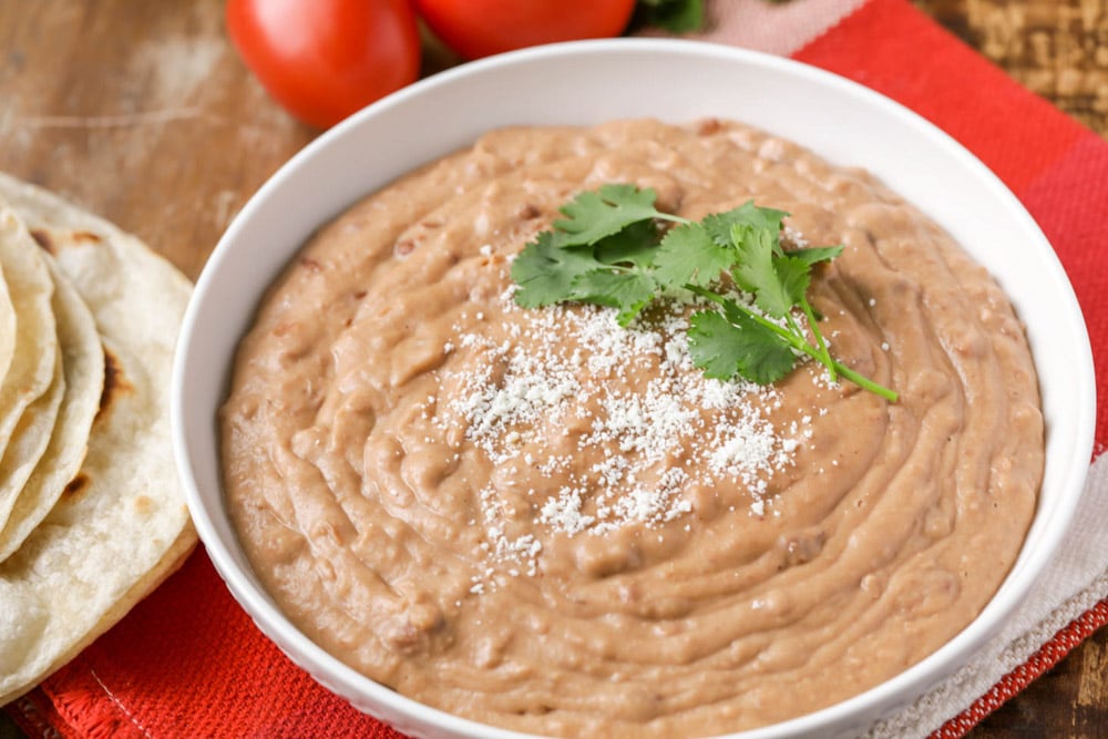 Creamy Refried Beans - Mexican side dishes.