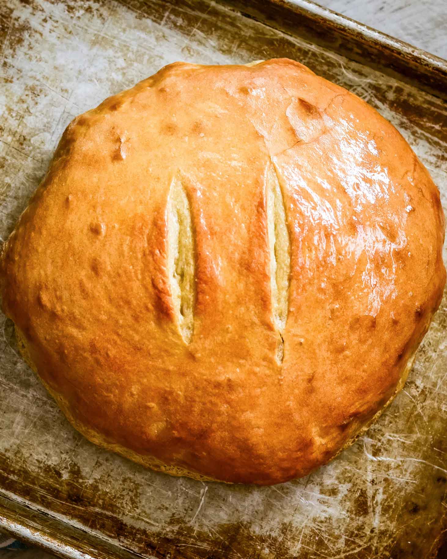 Sourdough bread recipe on pan