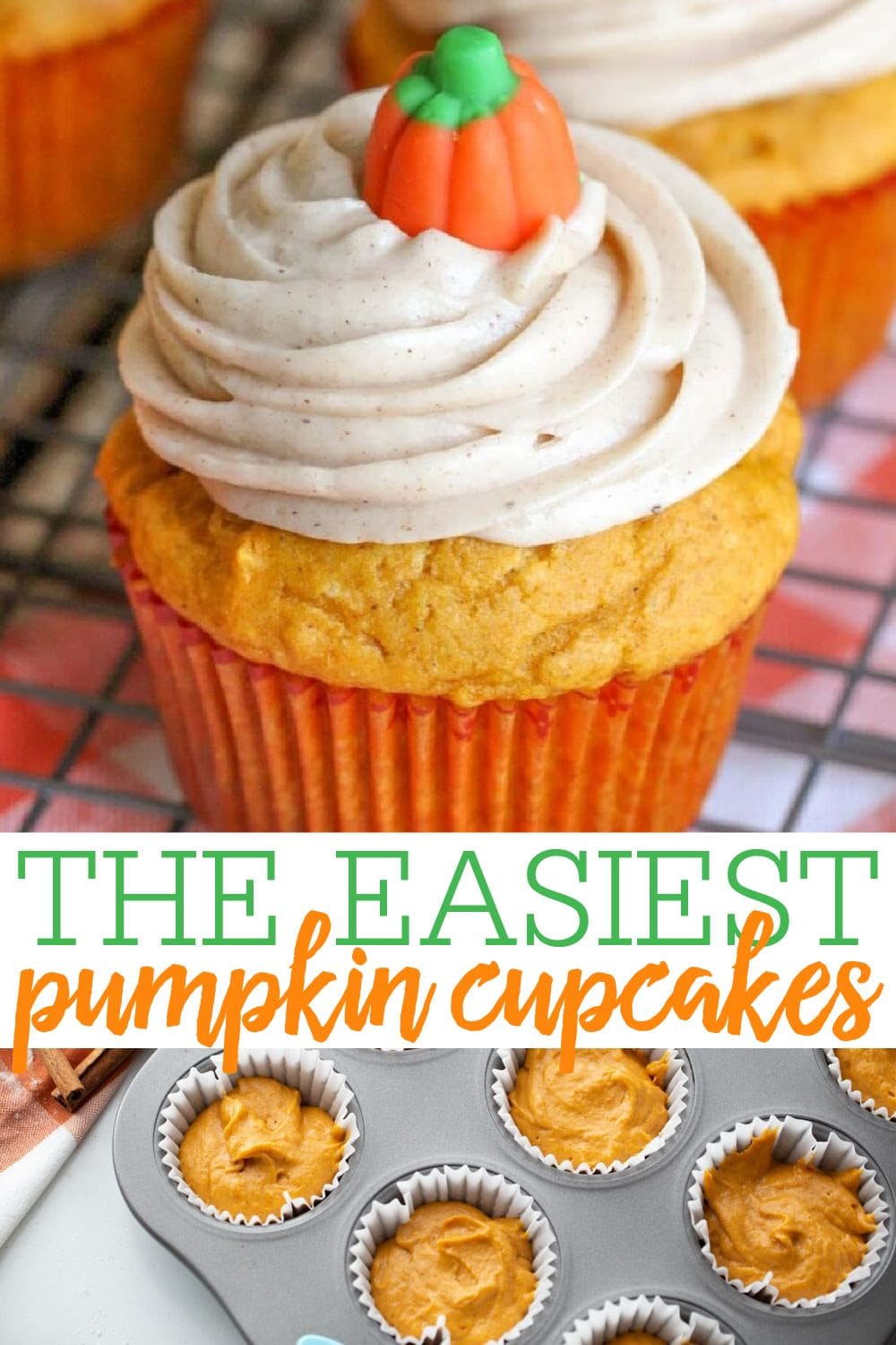 Pumpkin Cupcakes with Cinnamon Cream Cheese Frosting (+VIDEO)