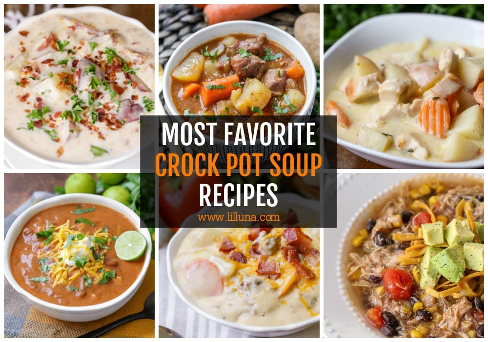 Crock pot soup recipes collage.