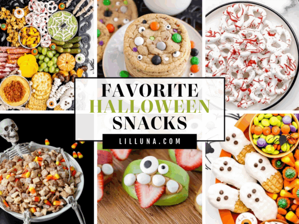 A collection of 20+ Halloween snacks.