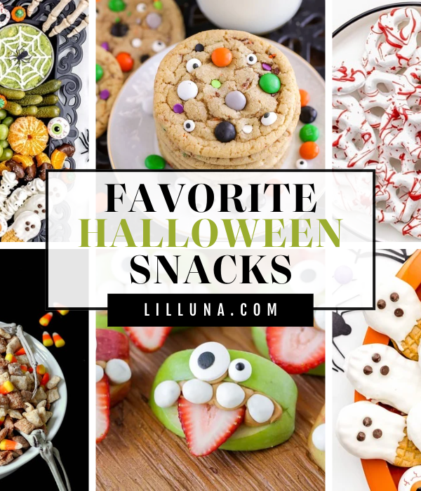 A collection of 20+ Halloween snacks.