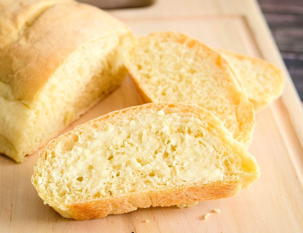 slice of Italian bread with butter