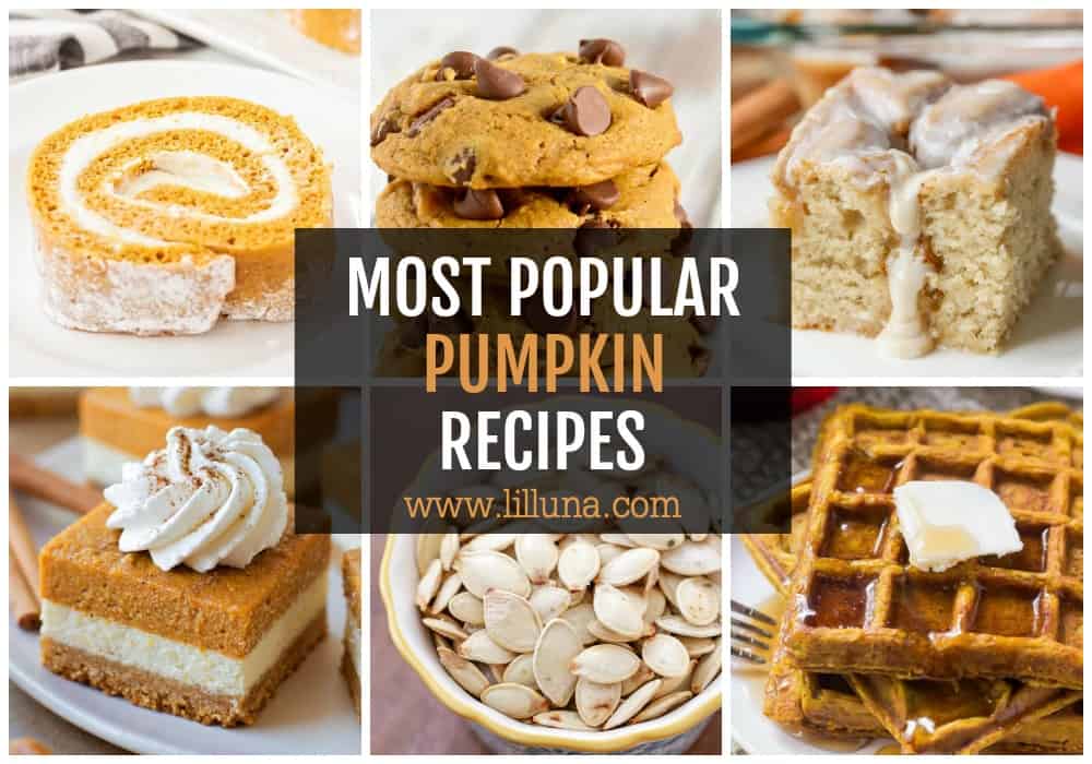 Collage of most popular pumpkin recipes.