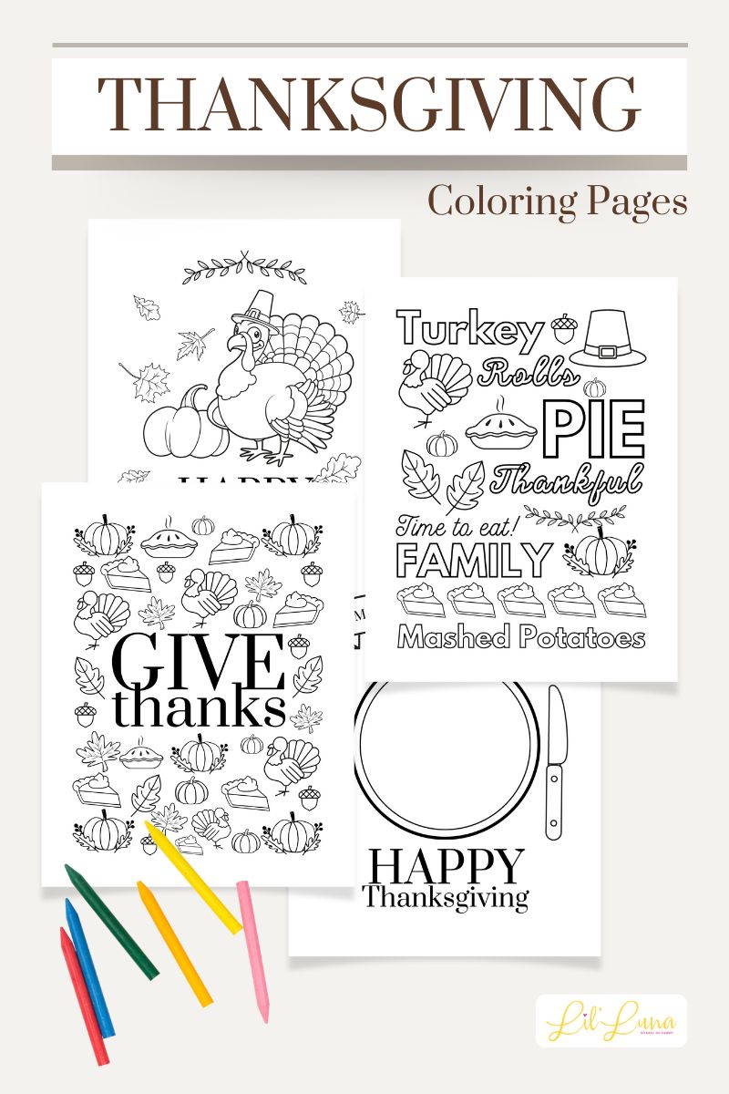 Thanksgiving coloring pages graphic.