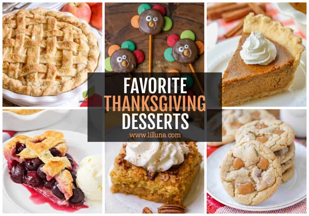 Collage of Thanksgiving Desserts in one display.