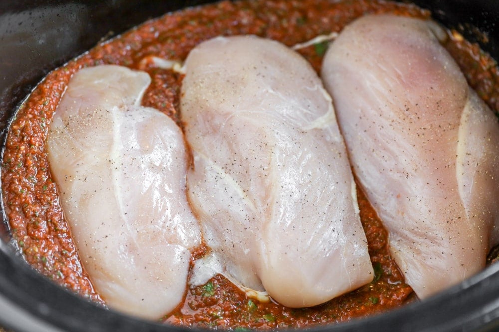 Chicken in slow cooker for chicken tacos